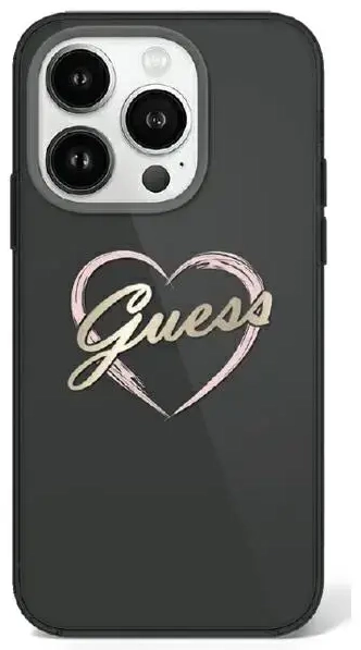 Guess GUHCP16LHCHGSPK iPhone 16 Pro 6.3" czarny|black hardcase IML Heart