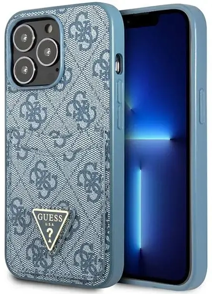 Guess GUHCP13LP4TPB iPhone 13 Pro | 13 6,1" niebieski|blue hardcase 4G Triangle Logo Cardslot