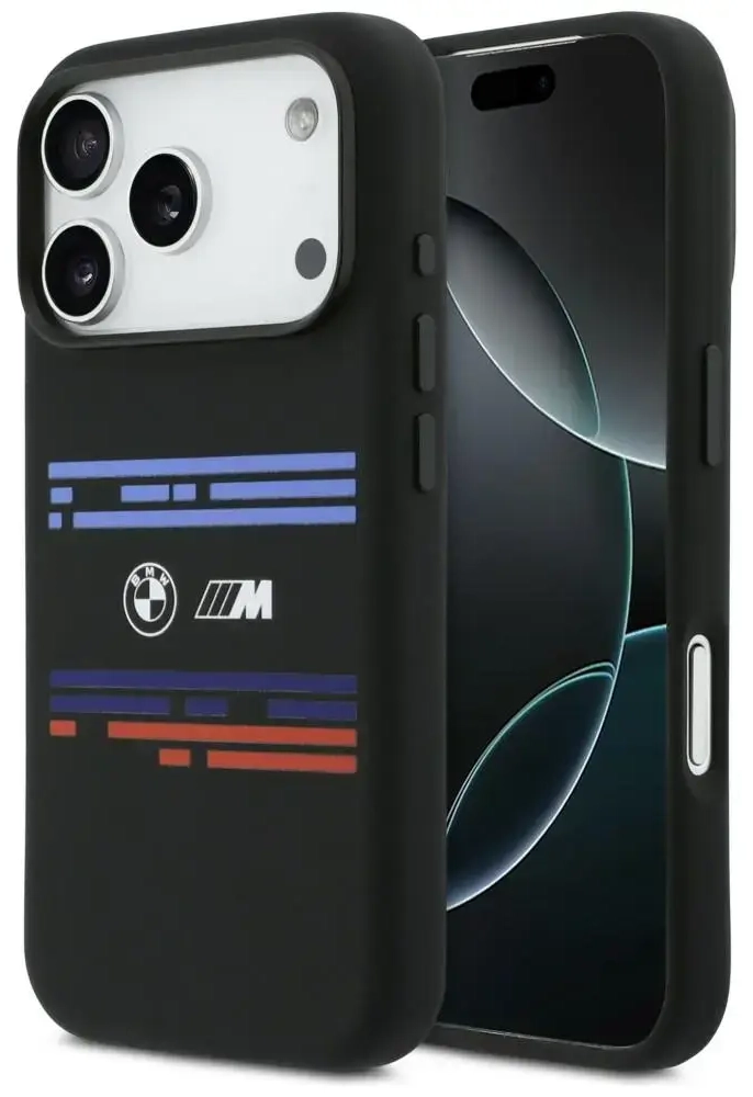 BMW M Silicon Horizontal Line MagSafe Case for iPhone 17 Pro Black
