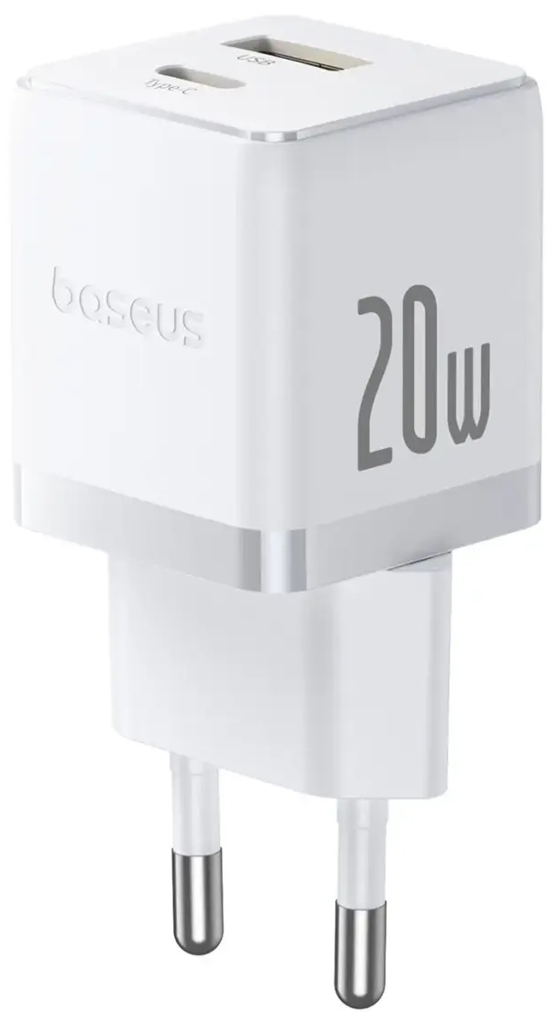 Baseus Palm travel charger | 20W | PD, QC | USB-C, USB-A | white