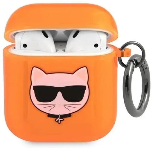 Karl Lagerfeld KLA2UCHFO AirPods 1|2 cover pomarańczowy|orange Choupette