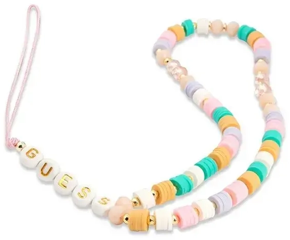 Guess zawieszka GUSTFLWP Phone Strap różowy|pink Heishi Beads
