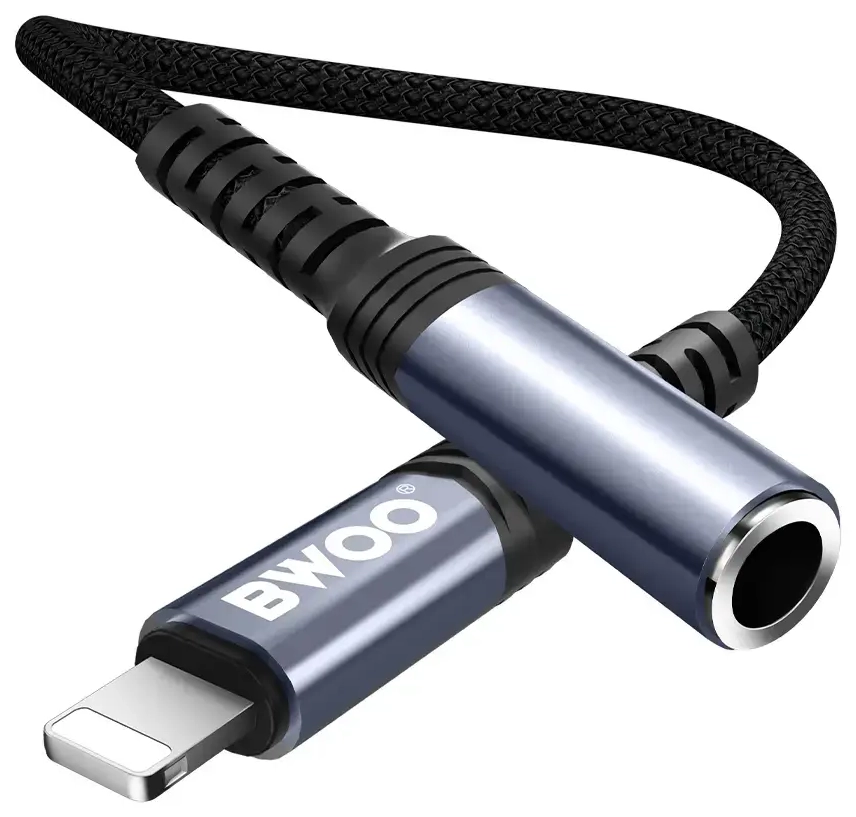 BWOO Adapter AUX 3.5mm - Lightning Black BZ48