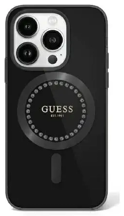 Guess GUHMP16LPFTDTEK iPhone 16 Pro 6.3" czarny|black hardcase IML Rhinestones MagSafe