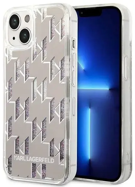 Karl Lagerfeld KLHCP14SLMNMS iPhone 14 6,1" hardcase srebrny|silver Liquid Glitter Monogram