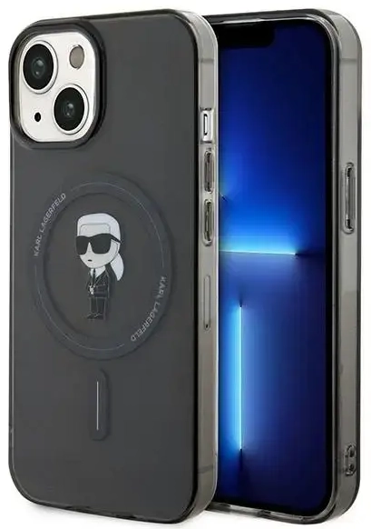 Original Pouch KARL LAGERFELD hardcase IML Ikonik Magsafe KLHMP15SHFCKNOK for Iphone 15 Black