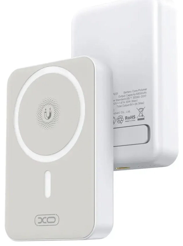 XO PR231 ārējais akumulators (powerbank) | 10 000 mAh | 20W | MagSafe | balts