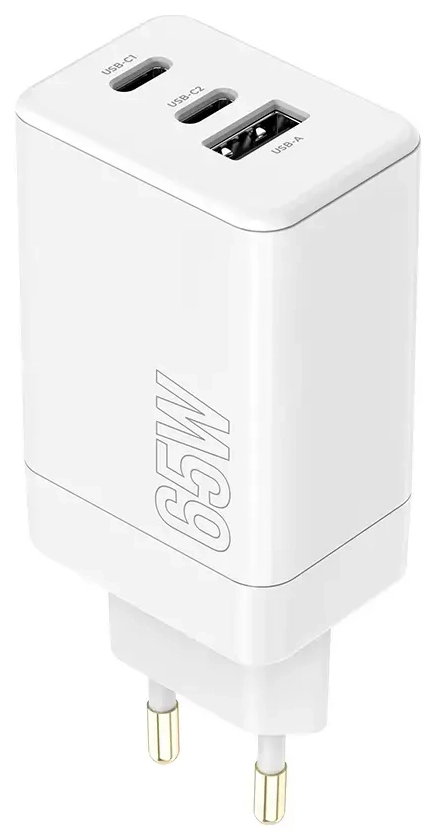 Maxlife MXTC-08-65ACC tīkla lādētājs | 65W | PD, QC | USB-C, USB-A | balts
