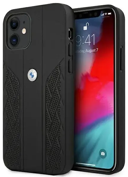 Etui BMW BMHCP12SRSPPK iPhone 12 mini 5,4" czarny|black hardcase Leather Curve Perforate