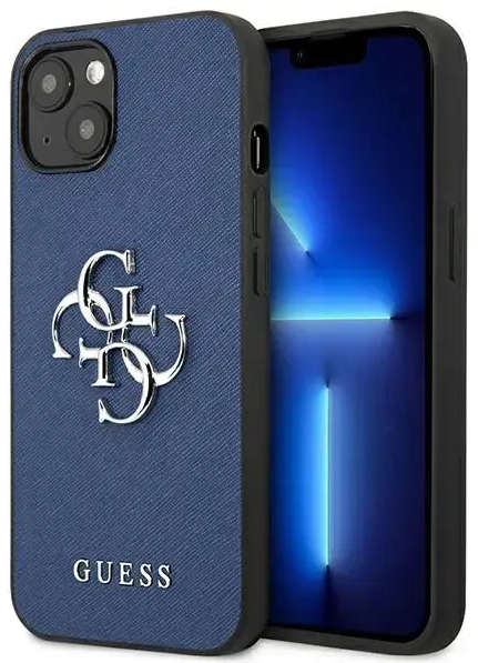Guess GUHCP13SSA4GSBL iPhone 13 mini 5,4" niebieski|blue hardcase Saffiano 4G Metal Logo