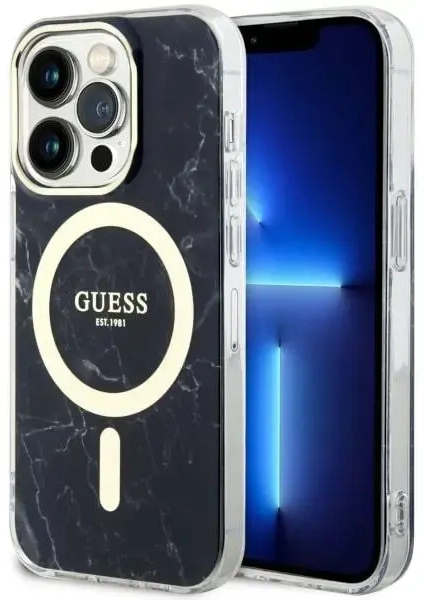 Guess GUHMP14LPCUMAK iPhone 14 Pro 6.1" czarny|black hardcase Marble MagSafe