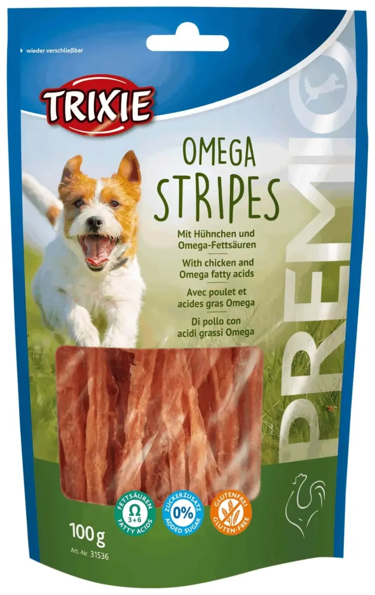 Gardums suņiem - Trixie Premio Omega Stripes, chicken, 100 g.