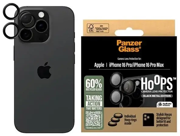 PanzerGlass Hoops Black Lens Protector iPhone 16 Pro 6.3" | 16 Pro Max 6.9" 1284
