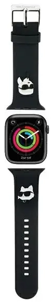 Karl Lagerfeld Pasek KLAWMSLKCNK Apple Watch 38|40|41mm czarny|black strap 3D Rubber Karl&Choupette Heads