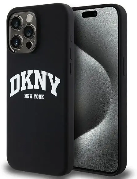 DKNY DKHMP14XSNYACH iPhone 14 Pro Max 6.7" czarny|black hardcase Liquid Silicone White Printed Logo MagSafe