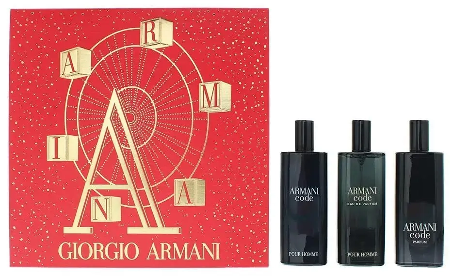 Set Giorgio Armani: Code, Parfum, For Men, Refillable, 15 ml + Code, Eau De Toilette, For Men, 15 ml + Code, Eau De Parfum, For Men, 15 ml