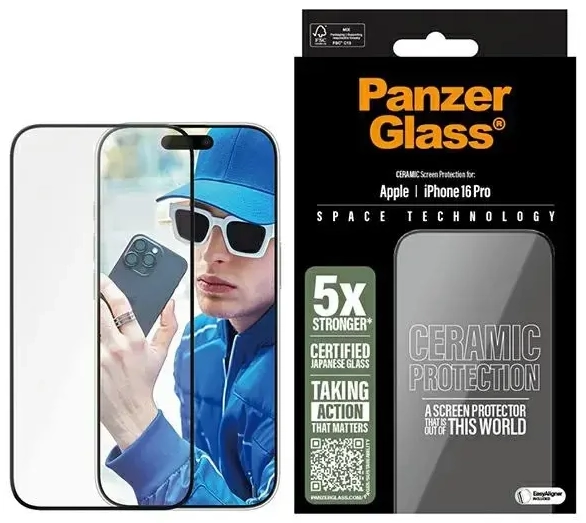 PanzerGlass Ceramic Screen Protector iPhone 16 Pro 6.3" Ultra-Wide Fit 2854