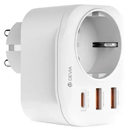 Devia power socket tīkla lādētājs | 20W | PD | USB-C, USB-A | balts
