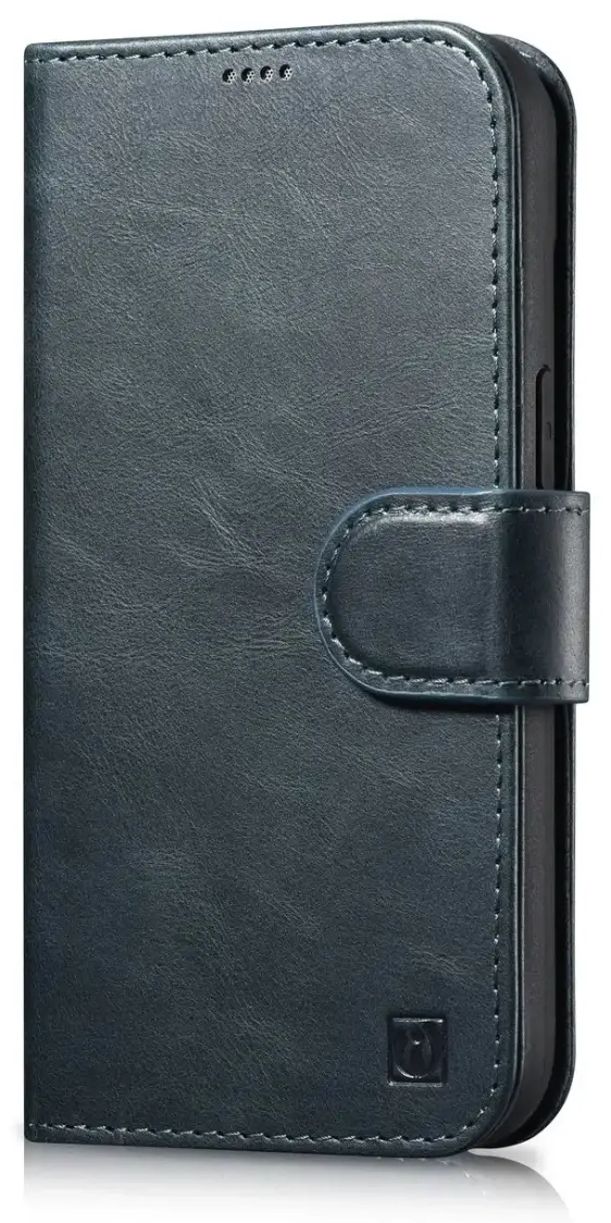 iCarer Oil Wax Wallet Case 2in1 Cover iPhone 14 Pro Anti-RFID Leather Flip Case Blue (WMI14220722-BU)