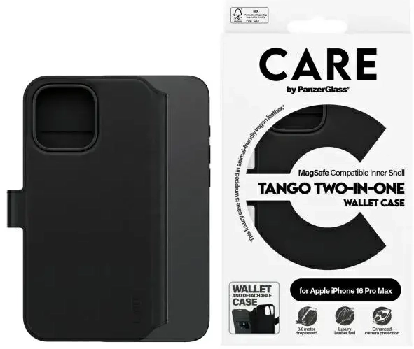 CARE by PanzerGlass Feature Tango 2in1    Wallet iPhone 16 Pro Max 6.9" MagSafe czarny|black 1332