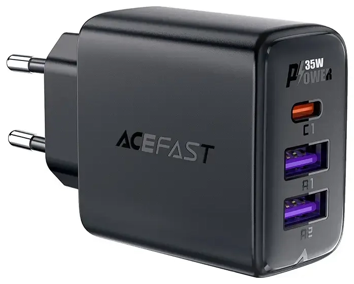 Acefast A57 travel charger | 35W | PD, GaN | USB-A, USB-C | black