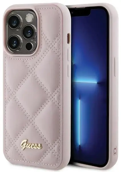 Guess GUHCP15XPSQSQSP iPhone 15 Pro Max 6.7" różowy|pink hardcase Quilted Metal Logo