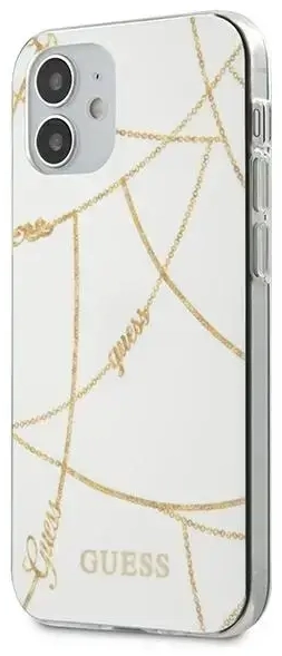 Guess GUHCP12SPCUCHWH iPhone 12 mini 5,4" biały|white hardcase Gold Chain Collection