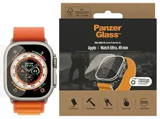 PanzerGlass Ultra-Wide Fit Apple Watch Ultra 49mm Screen Protection Platinium Strength 3680