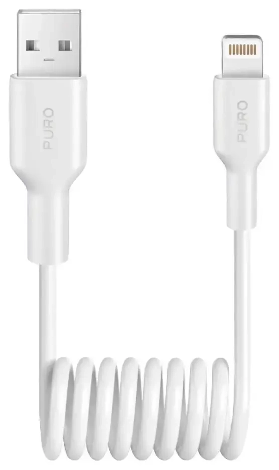 Puro Puro Spiral Cable 12W USB-A – Lightning кабель для зарядки | USB-A на Lightning | 12W | 1м | белый