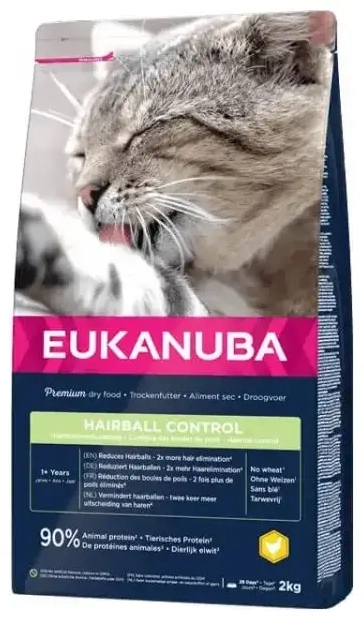 Kuivtoit kassidele - Eukanuba CAT Adult HAIRBALL CONTROL Chicken 2 kg