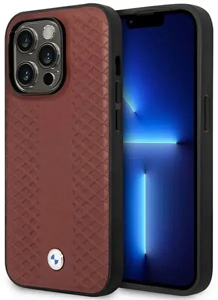 Etui BMW BMHMP14X22RFGR iPhone 14 Pro Max 6,7" burgundowy|burgundy Leather Diamond Pattern MagSafe
