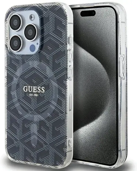 Guess GUHMP15XHGCUSTGK iPhone 15 Pro Max 6.7" czarny|black hardcase IML GCube MagSafe