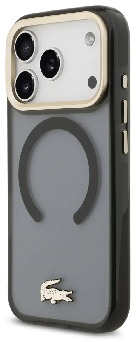 Lacoste PC|TPU Frosted Finish Gold Logo MagSafe Case for iPhone 17 Pro Black