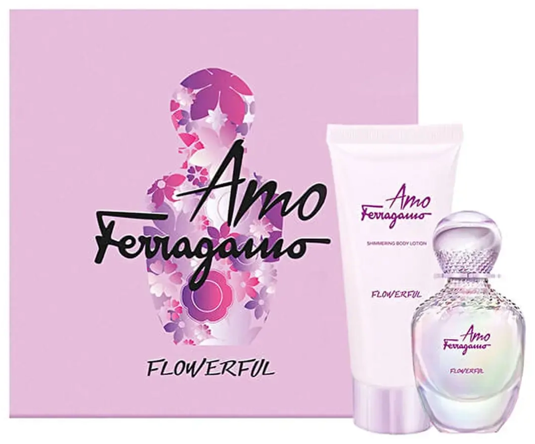 Amo Ferragamo - Flowerful Set Salvatore Ferragamo: Amo Ferragamo Flowerful, Eau De Toilette, For Women, 50 ml + Amo Ferragamo Flowerful, Shimmer, Day & Night, Body Lotion, 100 ml