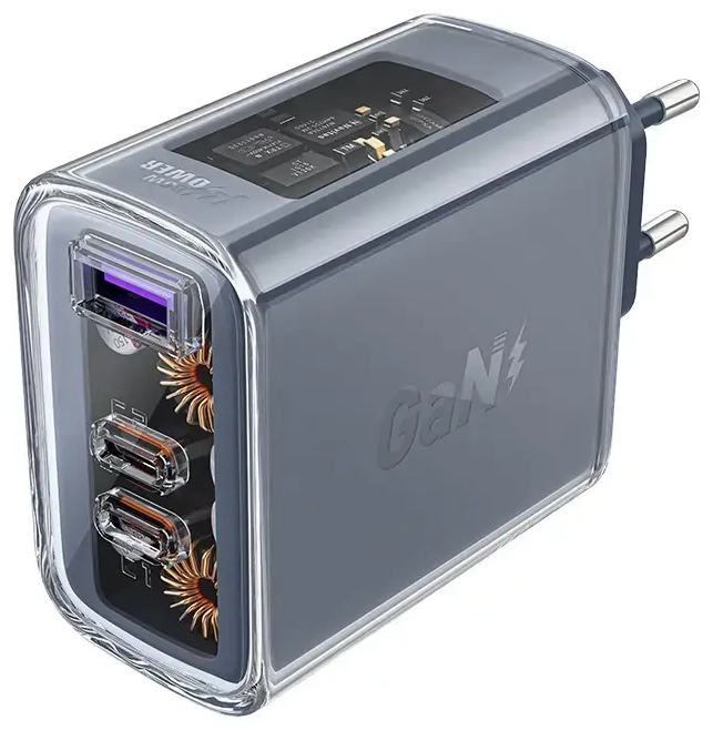 Acefast A45 travel charger | 65W | GaN | USB-A, USB-C | gray