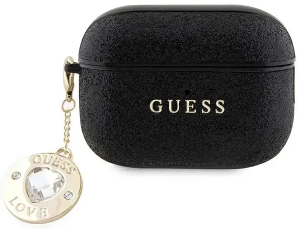 Guess case for AirPods Pro 2 GUAP2PGEHCDK black Fixed Glitter W| Heart Diamond Charm