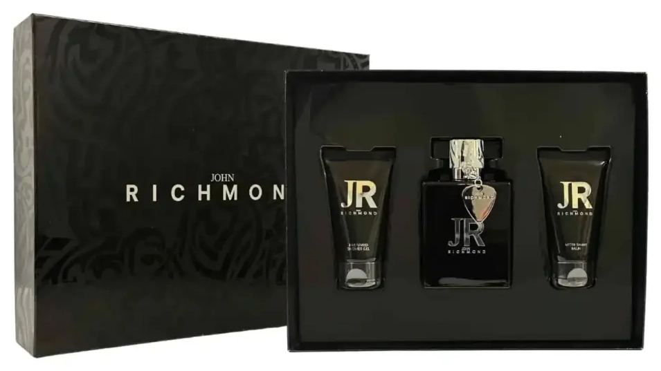 John Richmond komplekt: Man, parfüümvesi, meestele, 100 ml + Man, toitev dušigeel, 50 ml + Man, habemeajamisjärgne palsam, 50 ml