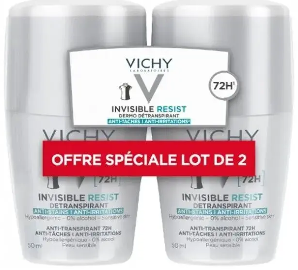 Vichy Invisible Resist Breathable Anti Irritation Deodorant 72h 2x50ml