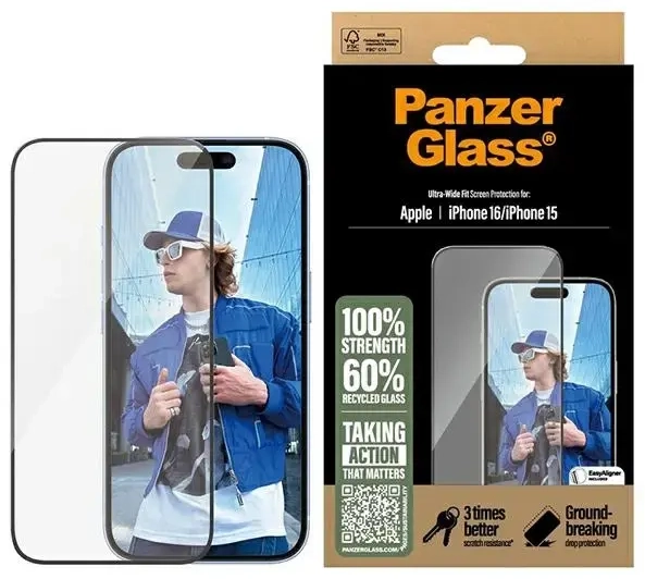 PanzerGlass Screen Protector iPhone 16 6.1" Ultra-Wide Fit 2861