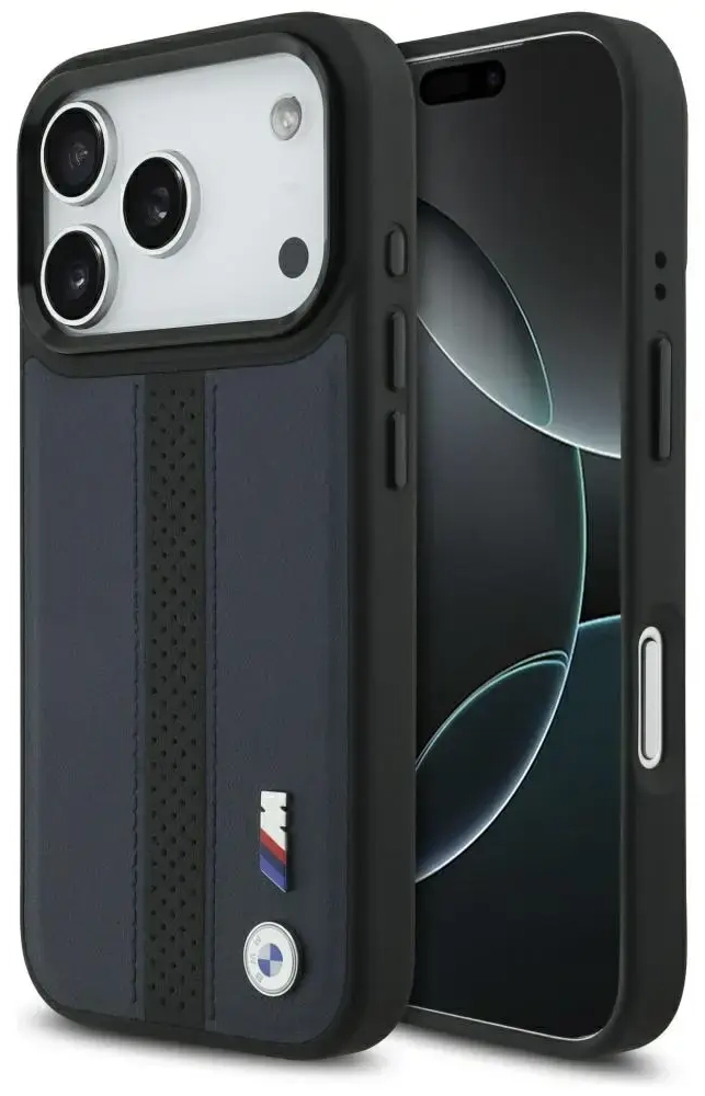 Case BMW M Perforated Stripe Logo MagSafe for iPhone 17 Pro navy blue