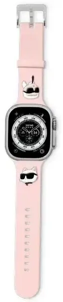 Karl Lagerfeld Pasek KLAWLSLKCNP Apple Watch 42|44|45|49mm różowy|pink strap 3D Rubber Karl&Choupette Heads
