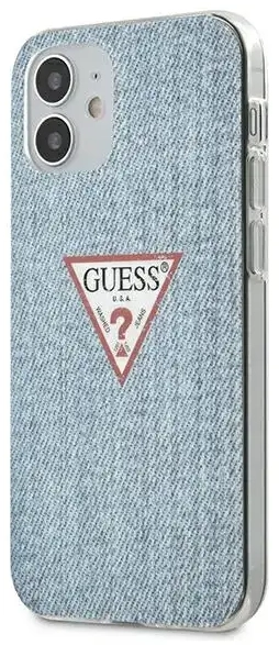 GUHCP12SPCUJULLB Guess PC|TPU Denim Triangle Zadní Kryt pro iPhone 12 mini 5.4 Light Blue