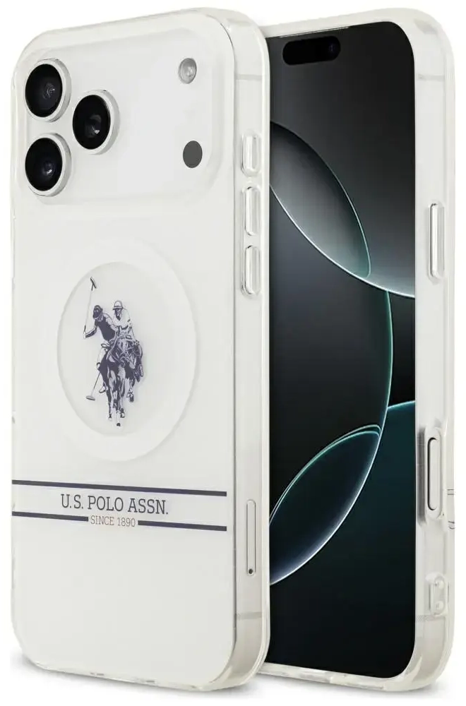 US Polo DH and Bottom Stripe Logo MagSafe Case for iPhone 17 Pro Max White