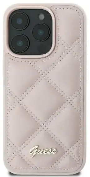 Guess GUHCP16SPSQSQSP iPhone 16 6.1" różówy|pink hardcase Quiled Metal Logo
