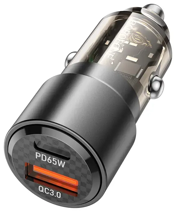 Borofone BZ20A Smart automobilinis įkroviklis | 65W | PD, QC | USB-A, USB-C | juodas