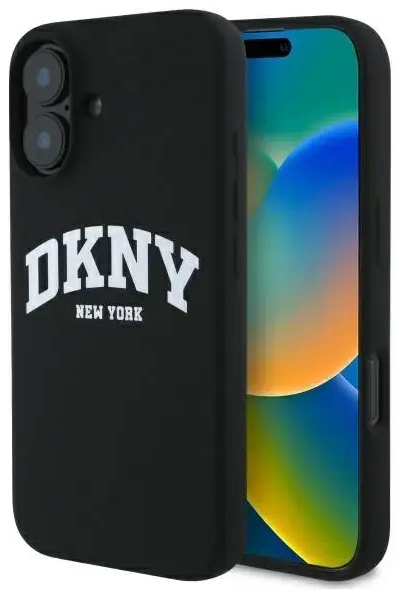DKNY DKHMP16SSNYACH iPhone 16 6.1"        czarny|black hardcase Silicone White Printed Logo MagSafe