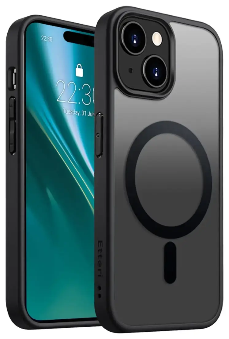 Etteri Matt Mag phone case with MagSafe support for iPhone 13 black