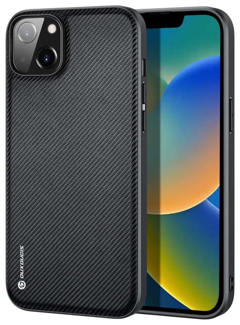 Dux Ducis Fino nailonu dengtas dėklas iPhone 14 Plus telefonui, juodas
