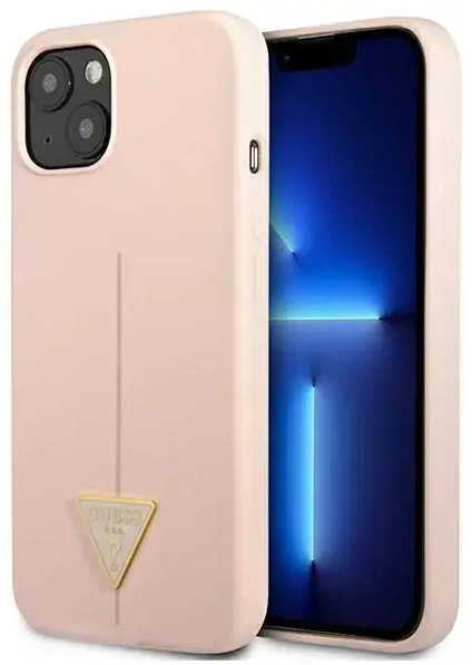 Guess Silicone Line Triangle dėklas, skirtas iPhone 13, rožinis