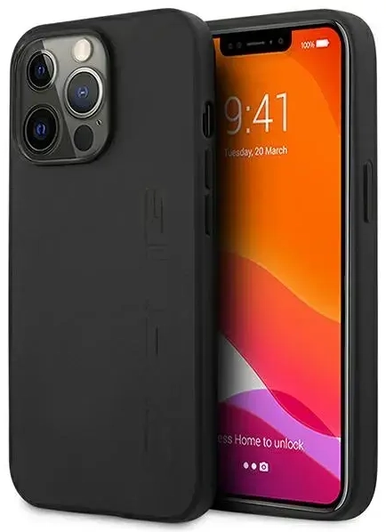 AMG AMHCP14LDOLBK iPhone 14 Pro 6,1" czarny|black hardcase Leather Hot Stamped